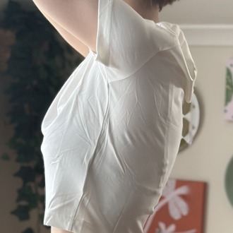 Kadın Basic Beyaz Kısa Kollu Crop Tişört