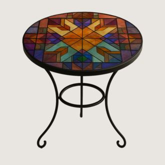 Gökkuşağı Geometrisi Vitray Sehpa