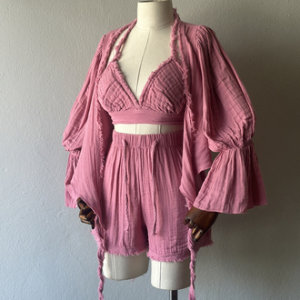 Özel tasarım boho - 3lü takım - pembe 