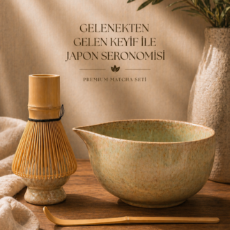Voi ADA Ceramics Matcha Seramik Seti – Kase + Whisk Tutucu + Bambu Kaşık + Bambu Whisk