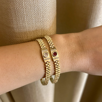 Bordo Taşlı Vintage VIP Bileklik