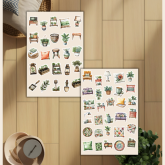 4'lü Bohem, Bahçe Sticker Set D00024