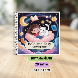 Tatlı Kedili Kız Boyama Kitabı KU0023