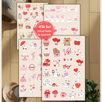 4'lü Sevgililer Günü Sticker D00018