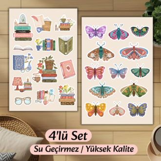4'lü Çiçekli Sticker D00007