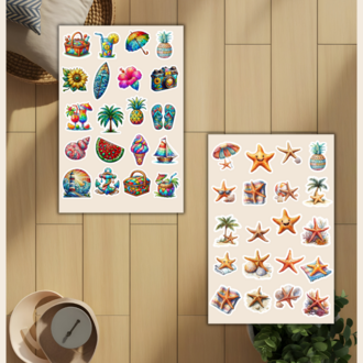 4'lü Yaz Mevsimi Deniz Altı Temalı Sticker Set D00038