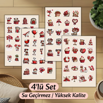 4'lü Sevgililer Günü Sticker D00006