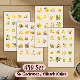 4'lü Limon Temalı Sticker D00005