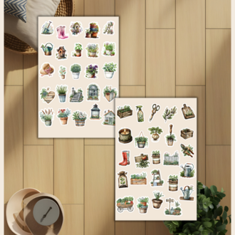 4'lü Bohem, Bahçe Sticker Set D00024