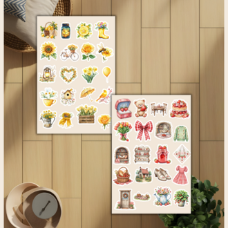 4'lü Tatlı Bahar Konsept Temalı Sticker Set D00040