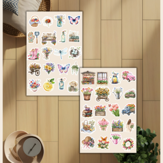 4'lü Tatlı Bahar Konsept Temalı Sticker Set D00041