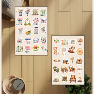 4'lü Bahar Konsept Temalı Sticker Set D00039