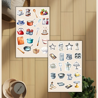 4'lü Mutfak Temalı Sticker Set D00042