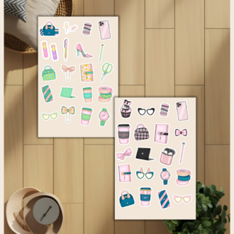 4'lü Kız Neşesi Sticker Set D00023