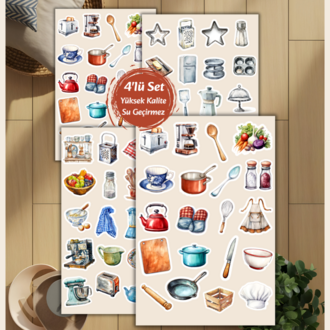 4'lü Mutfak Temalı Sticker Set D00042