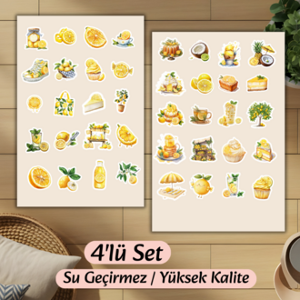 4'lü Limon Temalı Sticker D00005