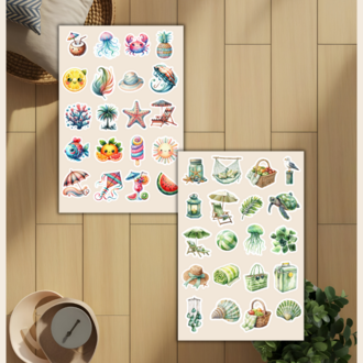 4'lü Yaz Mevsimi Deniz Altı Temalı Sticker Set D00038
