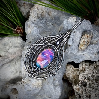 Pink Trap - Aurora Opal Pendant