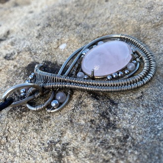Lunar Drop - Rose Quartz Pendant
