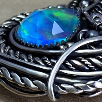 Interwoven Essence - Aurora Opal Pendant