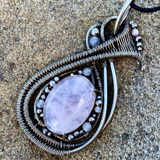Lunar Drop - Rose Quartz Pendant