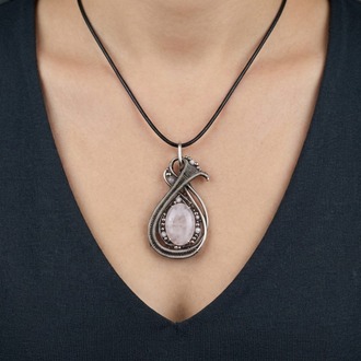 Lunar Drop - Rose Quartz Pendant