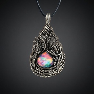 Interwoven Essence - Aurora Opal Pendant