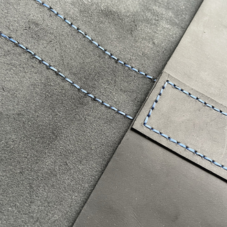 Siyah Mat Deri/ Mavi Dikiş Clutch