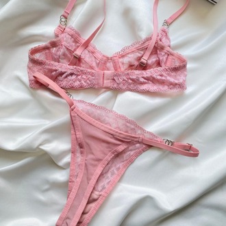 Pembe Dantelli Bralet Takım