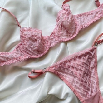 Pembe Dantelli Bralet Takım