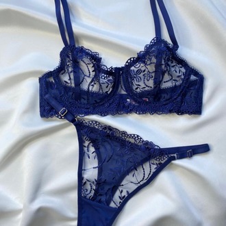 Lacivert Dantel Bralet Takım
