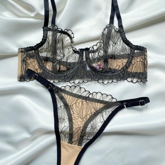 Siyah Dantel Bralet Takım