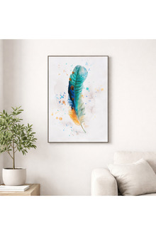 Boho Tüy Motifli Kanvas Tablo Modern Salon Duvar Dekoru Tuval Duvar Panosu