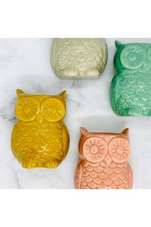 Pembe Mıknatıslı Mini Baykuş Saksı Retro Salon Konsol Raf Ofis Dekoru