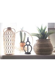 Mat Siyah Reçine Dekoratif Mumluk Modern Salon Yemek Masası Konsol Dekoru