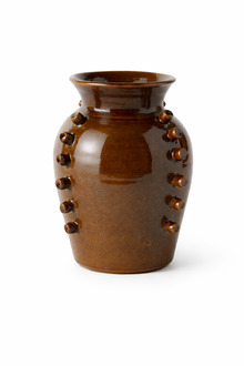 Kahverengi Çivi Desenli Terracotta Vazo Salon Konsol Sehpa Dekoru