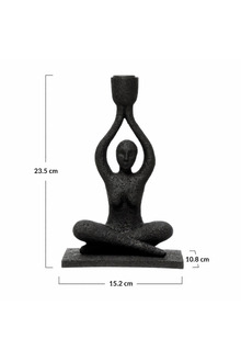 Siyah Oturan Kadın Dekoratif Mumluk Modern Figürlü Biblo Salon Konsol Sehpa Masa Üstü Ev Dekoru