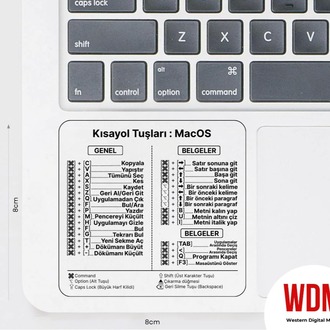 MacBook Türkçe Klavye Kısayol Çıkartması – Şeffaf UV Baskılı Yüksek Kalite Sticker Seti