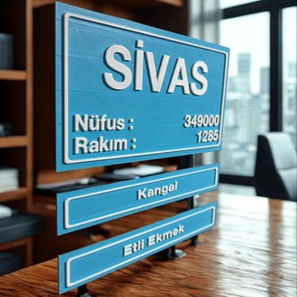 Sivas Şehir Giriş Tabelası 3D Masaüstü Biblo