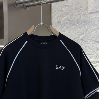 Emporio Armani Logo Appliquéd %100 Cotton Tshirt Siyah