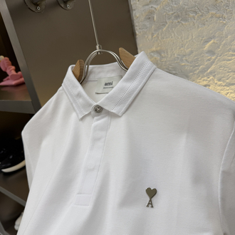 Ami Paris Logo Appliquéd %100 Cotton Polo Tshirt