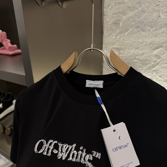 Off White Logo Appliquéd %100 Cotton Tshirt