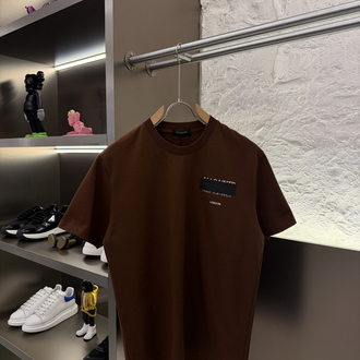 All Saints Logo Appliquéd %100 Cotton Tshirt Kahverengi