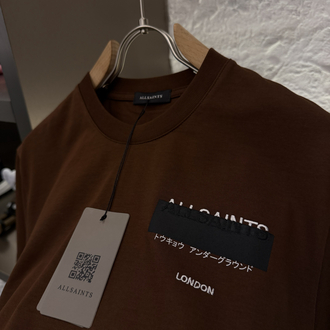 All Saints Logo Appliquéd %100 Cotton Tshirt Kahverengi