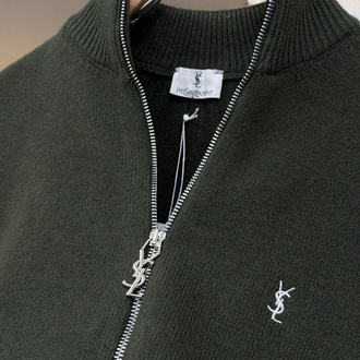 Yves Saint Laurent İthal Full Zip Kaşmir Hırka (Haki)