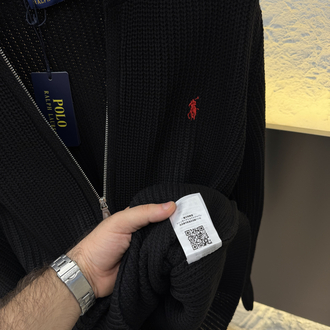 Ralph Lauren İthal Full Zip Örme Triko Hırka (Siyah)