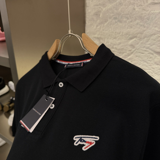 Tommy H. Logo Appliquéd %100 Cotton Polo Tshirt