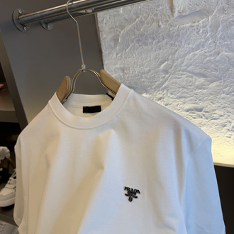Prada Milano Logo Appliquéd %100 Cotton Tshirt