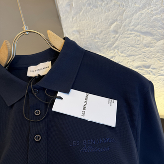 Les Benjamins Logo Appliquéd %100 Cotton Polo Tshirt Lacivert