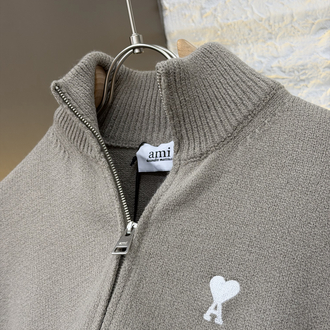 Ami Paris İthal Full Zip Kaşmir Hırka (Krem)